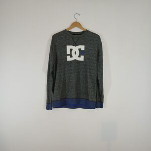 DC Shoes Logo Sweatshirt Mens Large Gray Blue Y2K Skate Streetwear Pullover